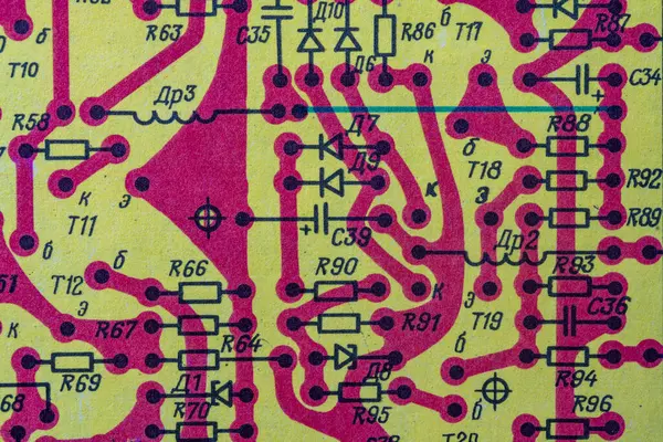 Alte Radioschaltung Gedruckt Auf Einem Alten Stromdiagramm Aus Papier Als Stockbild