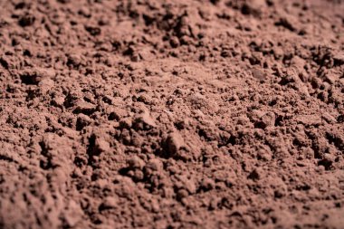 Doğal koyu kahverengi kakao tozu desenli arka plan, kapat.