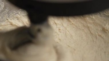 Fırında yoğurma makinesinde ekmek için elastik hamur yoğurmak. Hamur yoğurmak için karıştırıcı. Çavdar ekmeği ve tahıldan mayasız hamur örüyorum.