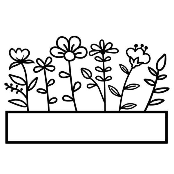 Uppsättning Inslag Blommor Geometriska Former Och Krukväxter Handritade Blomklotter Tropiska — Stockfoto