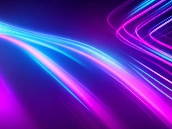 ピンクブルーの輝くネオンが高速波線やボケの光を動かす抽象的な未来的背景 Ai世代 — ストック写真