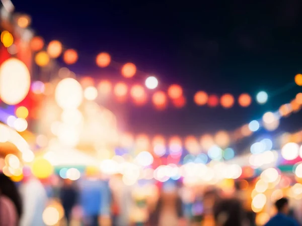 Sfocatura Astratta Festival Del Mercato Locale Notturno Sfocato Con Bokeh — Foto Stock