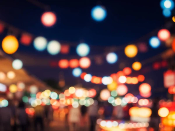 Sfocatura Astratta Festival Del Mercato Locale Notturno Sfocato Con Bokeh — Foto Stock
