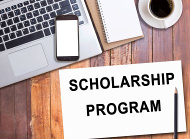 İş alıntıları, SCHOLARship PROGRAM Ofis masasında, ofis masasında, iş yerinde defter ya da kağıt üzerinde