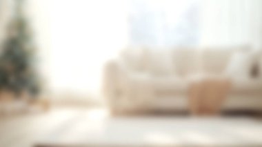 Blur modern home, living room interior background, Blurred background for use, empty open space for design, panoramic windows and beautiful light. clipart