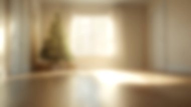 Blur modern home, living room interior background, Blurred background for use, empty open space for design, panoramic windows and beautiful light. clipart