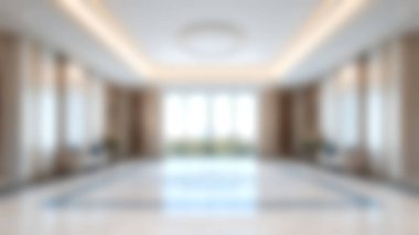 Blur modern home, living room interior background, Blurred background for use, empty open space for design, panoramic windows and beautiful light. clipart