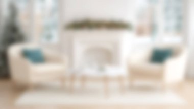 Blur modern home, living room interior background, Blurred background for use, empty open space for design, panoramic windows and beautiful light. clipart