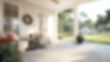 Blur modern home, living room interior background, Blurred background for use, empty open space for design, panoramic windows and beautiful light. clipart