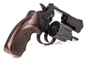 Beyaz arka planda siyah tabanca