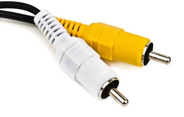 Audio Video Kabel Plug Witte Achtergrond — Stockfoto