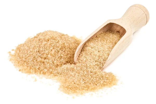 Brown Cane Sugar Scoop White Background — Stock Photo, Image