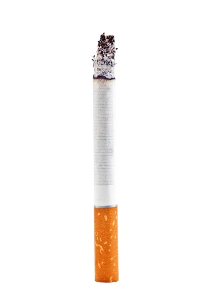 Brandende Sigaret Witte Achtergrond — Stockfoto