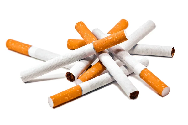 Heap Cigarettes White Background — Stock Photo, Image