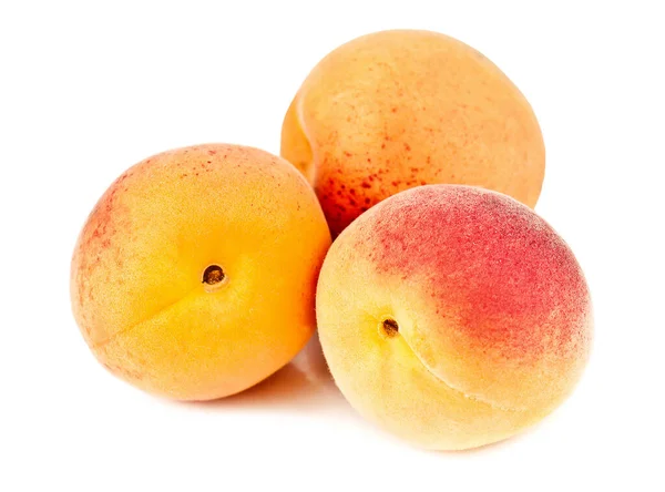 Three Ripe Apricots White Background — Stock Photo, Image