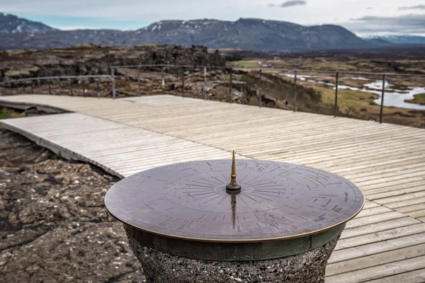 Reloj Del Sol Parque Nacional Thingvellir Islandia — Foto de Stock