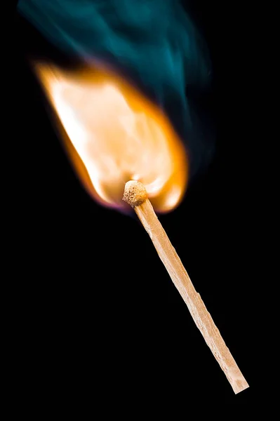 Hořící Hořící Zápas Černém Pozadí — Stock fotografie