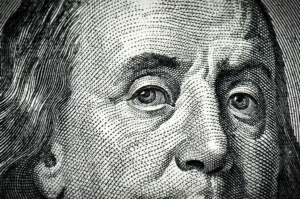 Franklin Gözleri Dolar Üzerinde — Stok fotoğraf