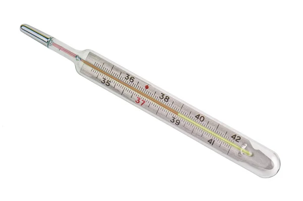 Termometro Medico Mercurio Isolato Fondo Bianco — Foto Stock