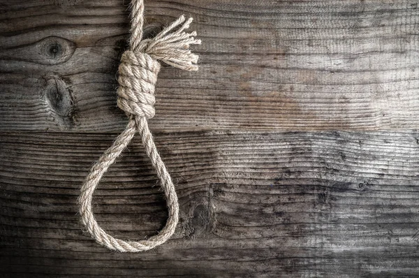 Rope Tied Noose Wooden Background — Stock Photo, Image