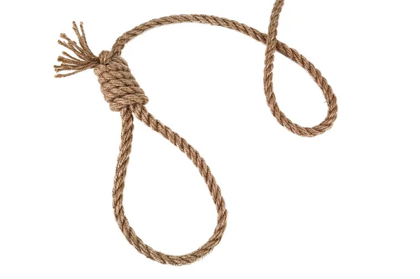 Rope Noose Isolated White Loop Rope Hanging — Stock Photo, Image