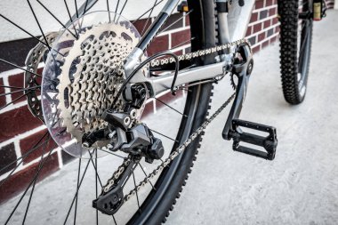 Professional new bicycle gears, disc brake and rear derailleur clipart