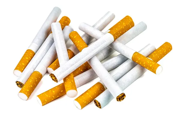 Heap Cigarettes Isolated White Background — Stock Photo, Image