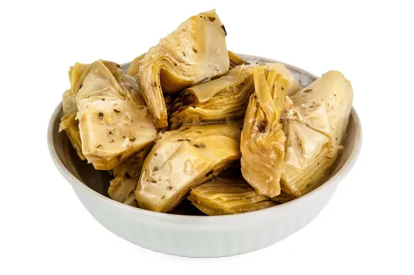Artichoke Hearts Pickled Olive Oil Isolated White Background Royalty Free Stock Photos