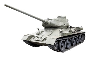 Eski Sovyet tankı T-34-85 beyaz arka planda izole edildi