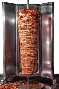 Geleneksel ve lezzetli Türk sokak yemekleri için döner tükürük. Doner Kebap. Yiyecek ve içecek teması