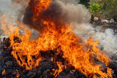 Yangın bir çöp yığını içinde yanıyor, bu da PM2.5 'a neden oluyor..
