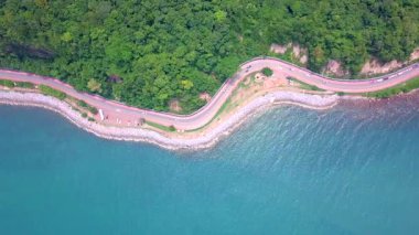 Chanthaburi Eyaleti 'nin güzel kıyı yolu, Tayland Körfezi.