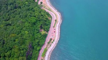 Chanthaburi Eyaleti 'nin güzel kıyı yolu, Tayland Körfezi.