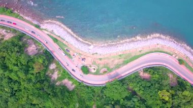 Chanthaburi Eyaleti 'nin güzel kıyı yolu, Tayland Körfezi.