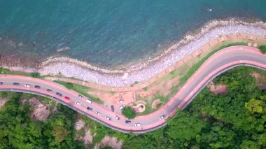 Chanthaburi Eyaleti 'nin güzel kıyı yolu, Tayland Körfezi.