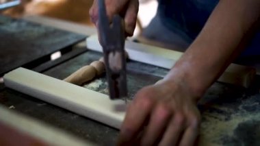 Furniture blanks for furniture production. Production department at a furniture factory. Shop for the manufacture of furniture. Blanks for the production of wooden cabinets. Wood processing industry