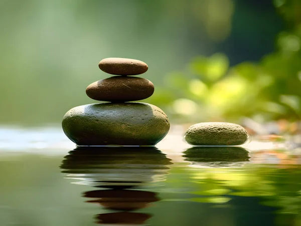 Equilibrio Piedra Agua Verde —  Fotos de Stock