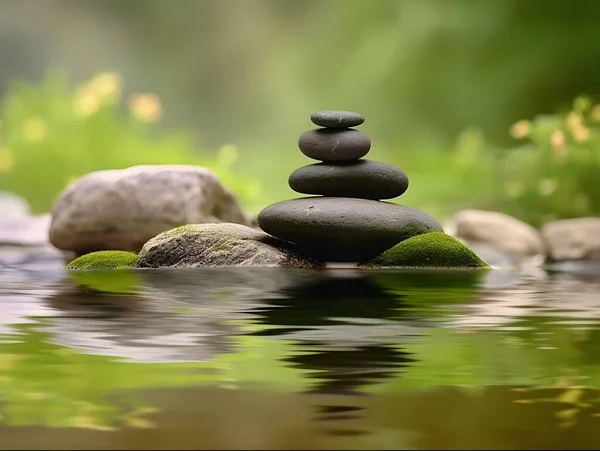 Камень Воде Зеленый — стоковое фото