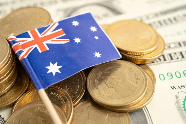 stock image Stack of coins money with  Australia flag, finance banking concept.