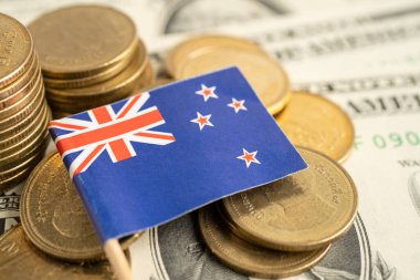 Yeni Zelanda bayraklı para yığını, finans bankacılığı kavramı.