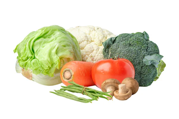 Verduras Frescas Aisladas Sobre Fondo Blanco Alimentos Saludables Para Nutrición — Foto de Stock