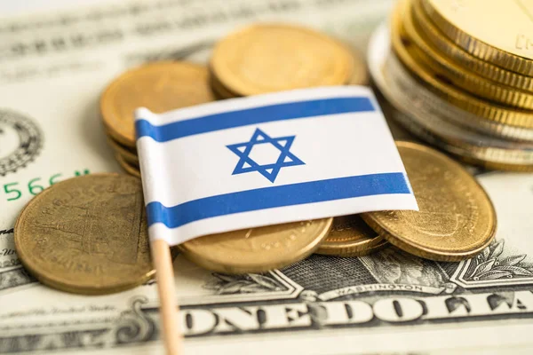 Stack Monete Moneta Con Bandiera Israeliana Concetto Finanza Bancaria — Foto Stock