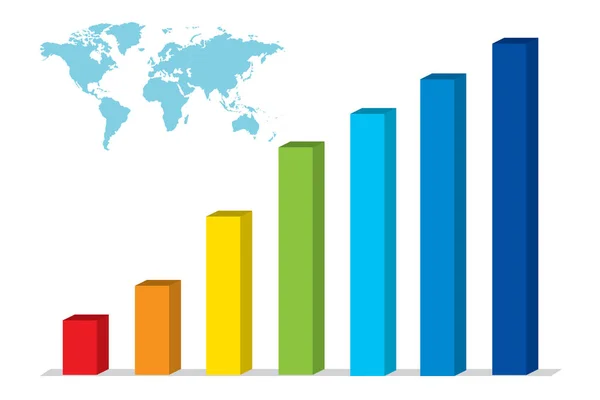 stock vector Bar Chart Graph Diagram Statistic Business Annual report colorful Infographic on world globe background, illustration vector