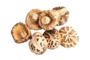 Dried shiitake mushroom isolated on white background with clipping path, healthy food.