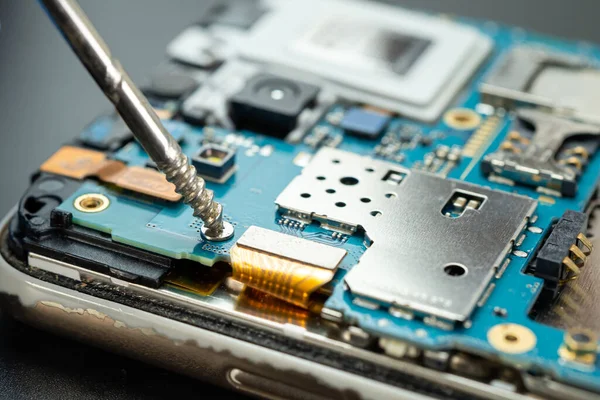 Reparación Actualización Del Concepto Teléfono Móvil Electrónica Hardware Informático Tecnología — Foto de Stock