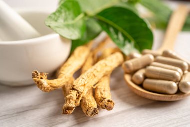 Ginseng, kurutulmuş sebze. Kore ülkesine ünlü sağlıklı gıda ihracatı..