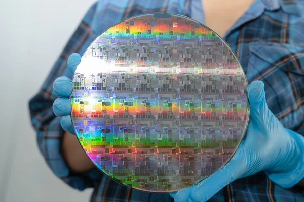 stock image Silicon wafer for manufacturing semiconductor of integrated circuit.