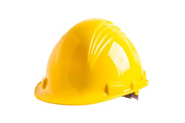 Safety first hard helmet hat isolated on white background with clipping path.