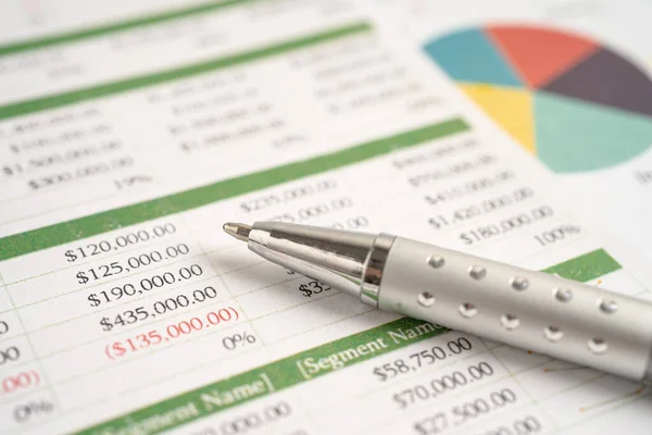 Pen Grafiek Grafisch Papier Financieel Rekening Statistiek Bedrijfsgegevensconcept — Stockfoto