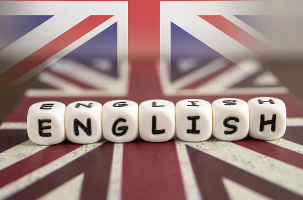 Sözcük Ngilizce Birleşik Krallık Bayrağı Altında Kitaptan Öğrenir Ngilizce Dil — Stok fotoğraf